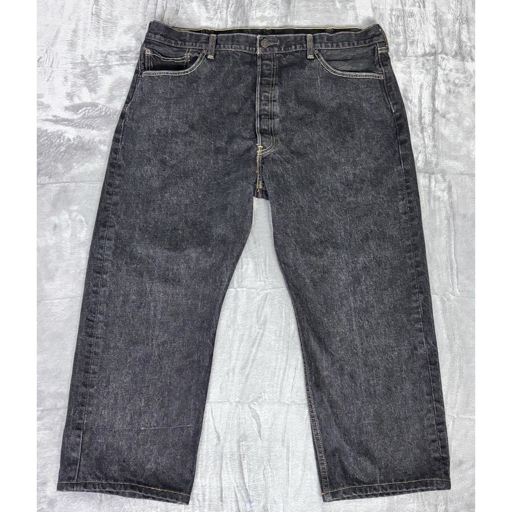Levi's 501 Mens Black Button Fly Jeans Made in Mexico W42 L30 Actual (40x24)